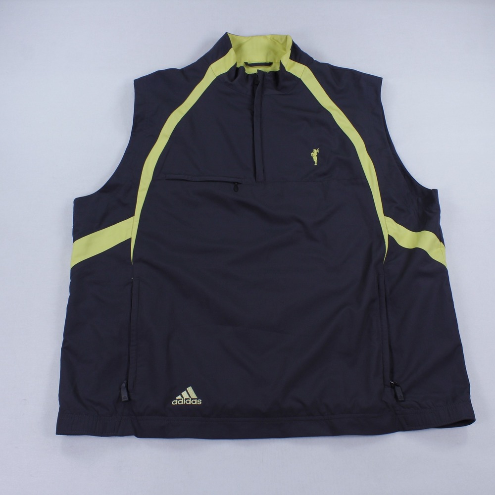 Adidas Golf ClimaProof Wind Vest Navy Blue Yellow Men's Size XL